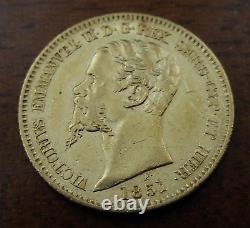 Italy Sardinia 1851 B Eagle Head Gold 20 Lire AU Vittorio Emanuele II