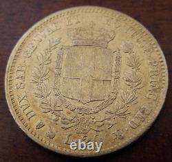 Italy Sardinia 1852 P Anchor Gold 20 Lire AU Vittorio Emanuele II