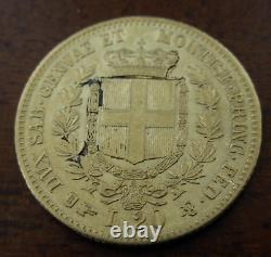 Italy Sardinia 1859 B Eagle Head Gold 20 Lire AU Vittorio Emanuele II