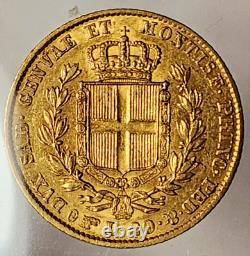 Italy Sardinia Gold 20 Lire 1849 P Vf+