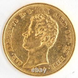 Italy States Sardinia 1834 20 Lire Ruler Carlo Alberto. 900 Fine Gold KM# 131.1