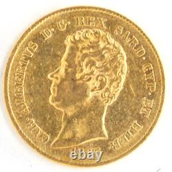 Italy States Sardinia 1836 20 Lire Ruler Carlo Alberto. 900 Fine Gold KM# 131.2