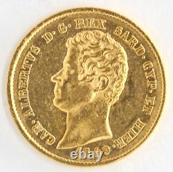 Italy States Sardinia 1849 20 Lire Ruler Carlo Alberto. 900 Fine Gold KM# 131.2