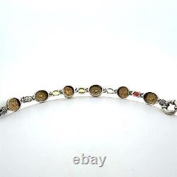 Italy Tagliamonte Vicenza 14k Gold Coin Sterling Silver Link Bracelet 8 30grams