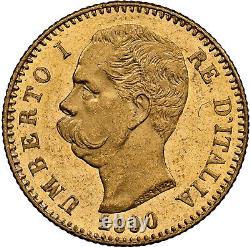 Italy Umberto I Gold 20 Lire 1890-R NGC MS-64! Rome mint! Lustrous! Super nice