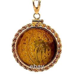 Italy, Venice 14th Century Jesus Ducat Gold Coin & Capsulated 14K Gold Pendant