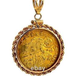 Italy, Venice 14th Century Jesus Ducat Gold Coin & Capsulated 14K Gold Pendant