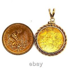 Italy, Venice 14th Century Jesus Ducat Gold Coin & Capsulated 14K Gold Pendant