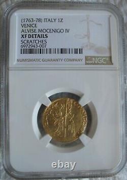 Italy Venice 1763-78 Gold 1 Zecchino NGC XF-Details Alvise Mocenigo IV