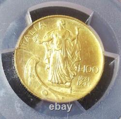 Italy Vittorio Emanuele III gold 100 Lire Anno IX (1931)-R MS62 PCGS, Rome mint