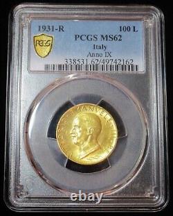 Italy Vittorio Emanuele III gold 100 Lire Anno IX (1931)-R MS62 PCGS, Rome mint