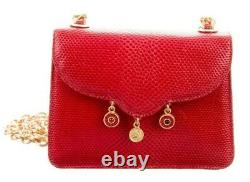 Judith Leiber Karung snakeSkin Shoulder Crossbody Bag Mini Red Coin Gold Vintage