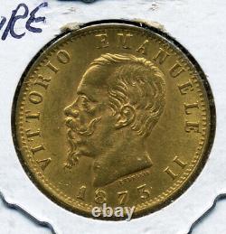 Kingdom Of Italy 1873 M Bn Gold 20 Lire Km-10.3 Ch Bu