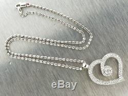 Ladies Roberto Coin Cento Collection 18K White Gold Italy Heart Diamond Necklace