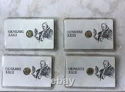Lot of 4 pcs. Miniature solid gold COIN 8K in plastic holder Pope Giovanni XXIII