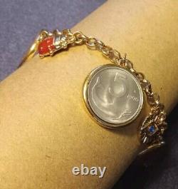 Lucky Charms Bracelet Hamsa Hand, Lady Bug, Evil Eye Six Lucky Coins Treasures