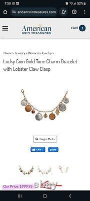 Lucky Charms Bracelet Hamsa Hand, Lady Bug, Evil Eye Six Lucky Coins Treasures