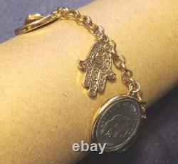 Lucky Charms Bracelet Hamsa Hand, Lady Bug, Evil Eye Six Lucky Coins Treasures