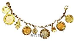 Lucky Charms Bracelet Hamsa Hand, Lady Bug, Evil Eye Six Lucky Coins Treasures