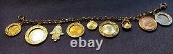 Lucky Charms Bracelet Hamsa Hand, Lady Bug, Evil Eye Six Lucky Coins Treasures