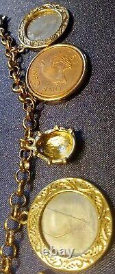 Lucky Charms Bracelet Hamsa Hand, Lady Bug, Evil Eye Six Lucky Coins Treasures