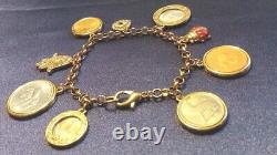 Lucky Charms Bracelet Hamsa Hand, Lady Bug, Evil Eye Six Lucky Coins Treasures