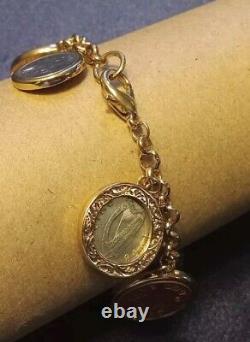 Lucky Charms Bracelet Hamsa Hand, Lady Bug, Evil Eye Six Lucky Coins Treasures