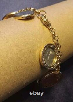 Lucky Charms Bracelet Hamsa Hand, Lady Bug, Evil Eye Six Lucky Coins Treasures