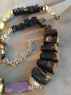 Luxury necklace primitive jewelry minimalist design statement black gold beaded