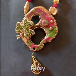 Luxury necklace primitive jewelry minimalist design station clover gold pendant