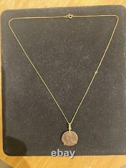 MILOR 18K YELLOW GOLD ROMAN COIN PENDANT With14K YELLOW GOLD SERPENTINE NECKLACE