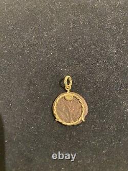 MILOR 18K YELLOW GOLD ROMAN COIN PENDANT With14K YELLOW GOLD SERPENTINE NECKLACE
