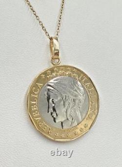 MILOR Italy 14k Yellow Gold Bail 1000 Lire Authentic Coin Pendant