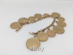 MILOR Italy 14k yellow gold Link chain COIN charm bracelet