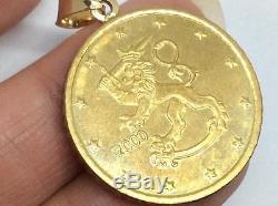MILOR SOLID 14K GOLD Necklace Pendant Italy 50 Buro Cent Euro coin 20008 grQVC