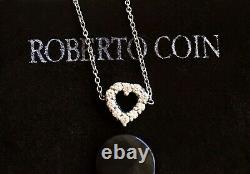 MINT! Roberto Coin 18K White Gold Diamond Tiny Treasures Heart Bracelet