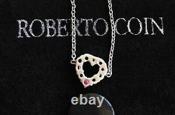 MINT! Roberto Coin 18K White Gold Diamond Tiny Treasures Heart Bracelet
