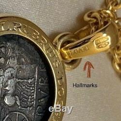 MONETE ANCIENT ROMAN COIN BVLGARI 18KT YELLOW GOLD VINTAGE PENDANT NECKLACE 21gr