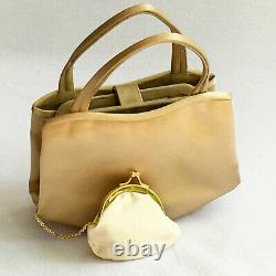 Manolo Blahnik Small Satin Evening Bag in Champagne With Coin Purse