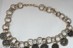 Marcello Fontana Marked 925 Ancient Coins Necklace Gold Tone Over Sterling 19