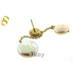 Marco Bicego Jaipur 18K Yellow Gold Coin Pearl Double Drop Earrings Italy