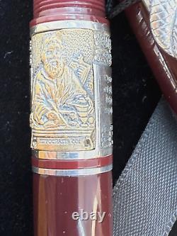 Marlen Hippocrates Burgundy Bronze & Silver trim Fountain Pen Boxes Ink Italy