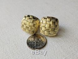 Medium 11.7g Roberto Coin 18k Yellow Gold Appassionata Woven Earrings Omega Back