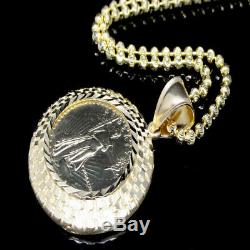 Men's New 10k Yellow Gold Statue Of Lady Liberty Coin Charm+ Free Chain Necklace