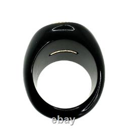 Milor 14k Gold Black Ceramic Italian Lira Coin Ring Size 9.25