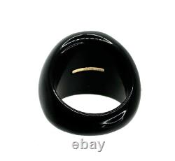 Milor 14k Gold Black Ceramic Italian Lira Coin Ring Size 9.25