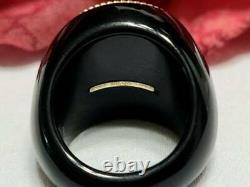 Milor Italy 14k Gold Lira Coin, Black Onyx Ring Size 10 Mint Condition