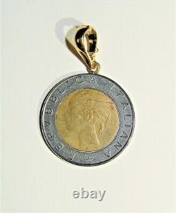 Milor Italy 500 Lire 1984 Coin 14k Yellow Gold Bail Pendant Italian