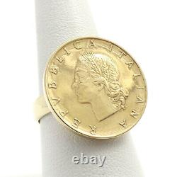 Milor Italy Genuine Italian Lire Coin 14K Gold Band Ring sz8