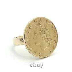 Milor Italy Genuine Italian Lire Coin 14K Gold Band Ring sz8